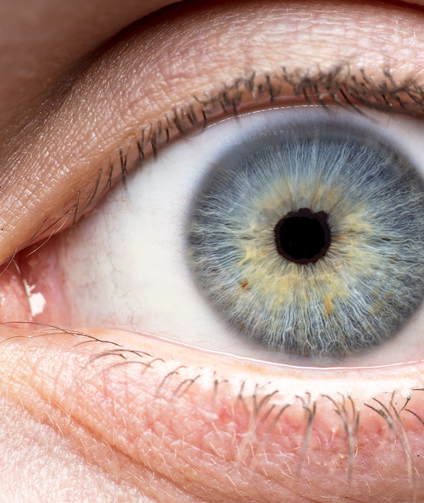 Close-up photo of a person's blue eye