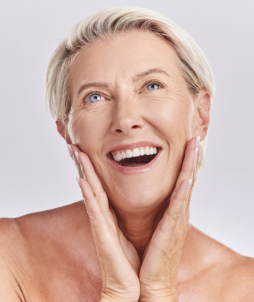 Photo of a happy older woman with great skin